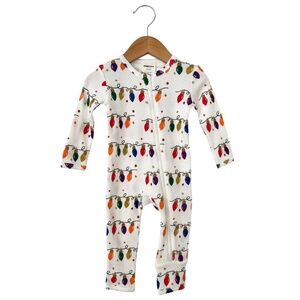 SpearmintLOVE Christmas Lights Waffle Zip Romper 6–12M NWT